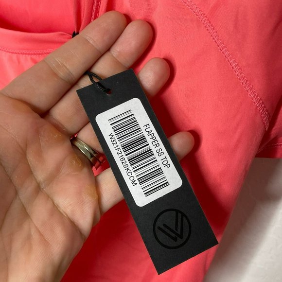 Savvi Coral Pink Flapper Short Sleeve Wrap Open Back Top - Picture 5 of 8